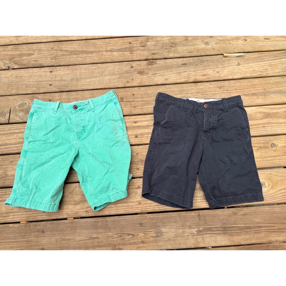 Hollister Mens Chino Shorts 2 Pack Mint Green Navy Blue Size 30 Regular Fit